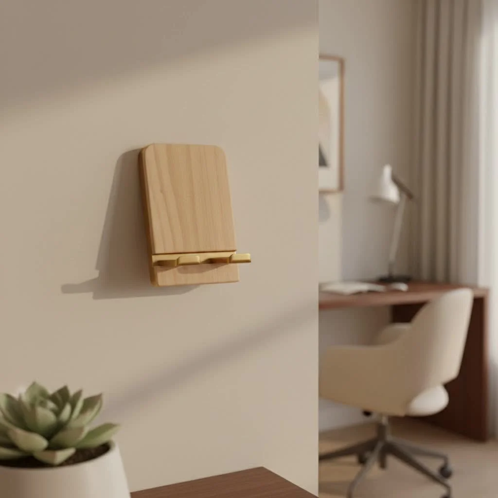 Smartphone recording video on a stable desktop phone stand