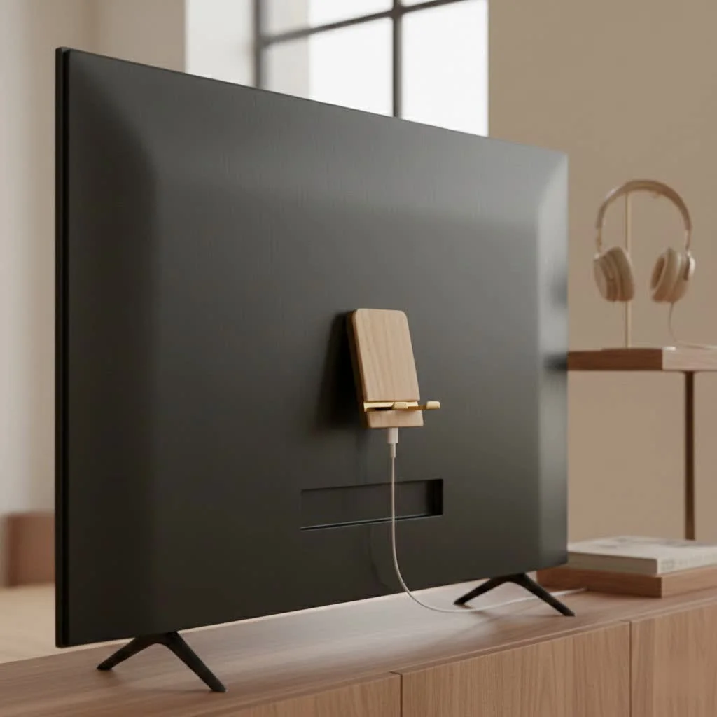 Tall phone stand elevating a smartphone for comfortable viewing